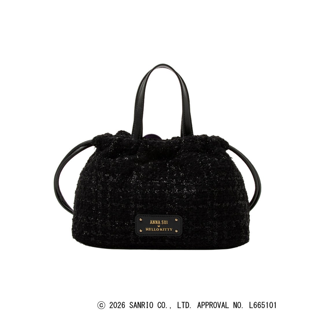 ANNA SUI × HELLO KITTY アナスイ×ハローキティ アナスイ キティ コラボ ハローキティ キティちゃん 巾着手提げ ショルダーバッグ 2way ハンドバッグ ブランド ブラック 318422