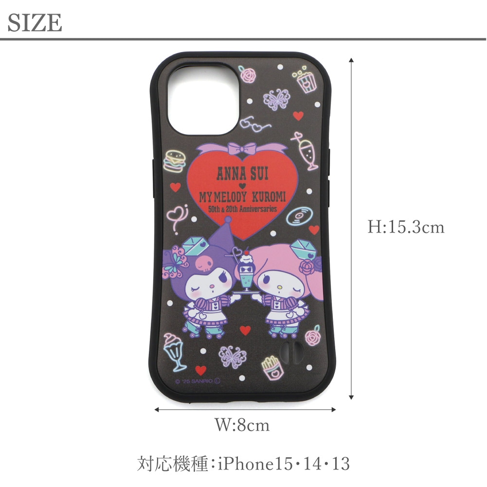 ANNA SUI アナスイ iPhoneケース レディース マイメロディコラボ クロミコラボ サンリオコラボ ブラック 黒 アイフォンケース スマホケース 可愛い 大人 ブランド 2025年 新作 限定コラボ マイメロディ&クロミ iPhone13 iPhone14 iPhone15 318145
