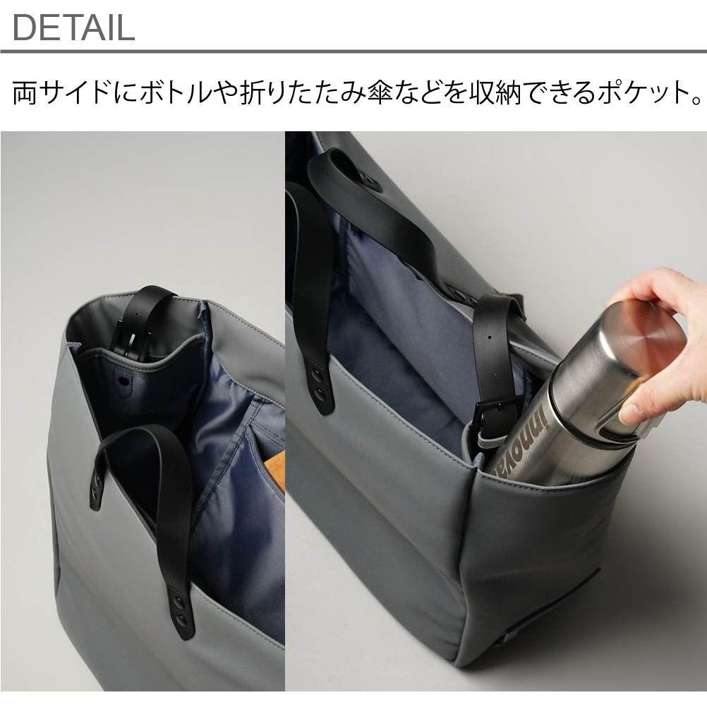innovator イノベーター トートバッグ A4 20L ビジネスバッグ PC 収納 サイドポケット メンズ レディース 通勤 出張 シンプル 無地 ブラック 2way ショルダ－付き inp7004