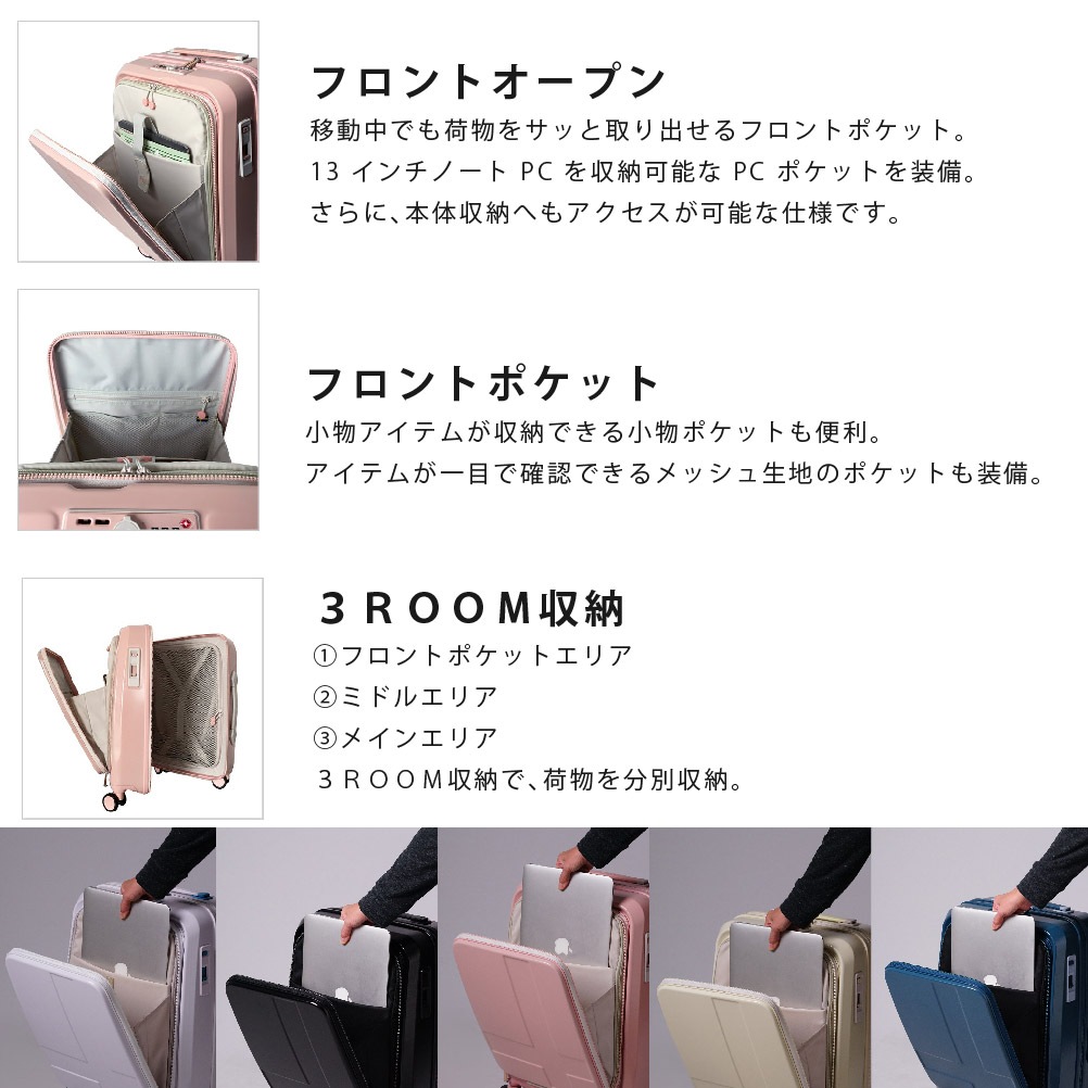 イノベーター スーツケース innovator inv111 38L キャリーケース 耐衝撃性 静音キャスター ＴＳＡロック 3ROOM収納 ＵＳＢポート