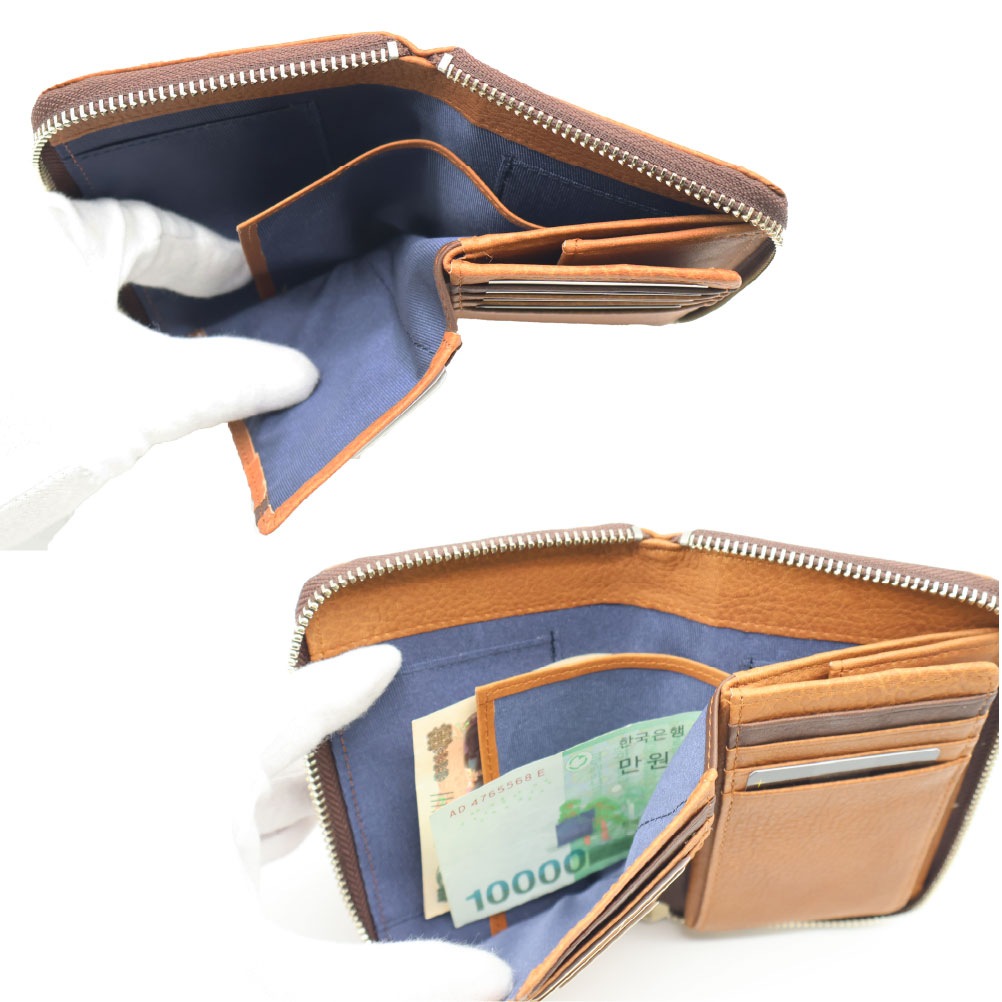 COMPLETE PLUS ラウンドファスナー二つ折り財布 神戸牛レザー 927-CP-4E103