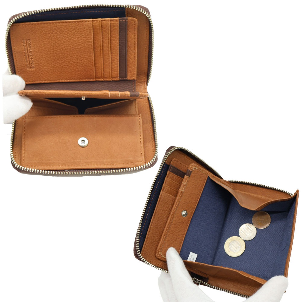 COMPLETE PLUS ラウンドファスナー二つ折り財布 神戸牛レザー 927-CP-4E103