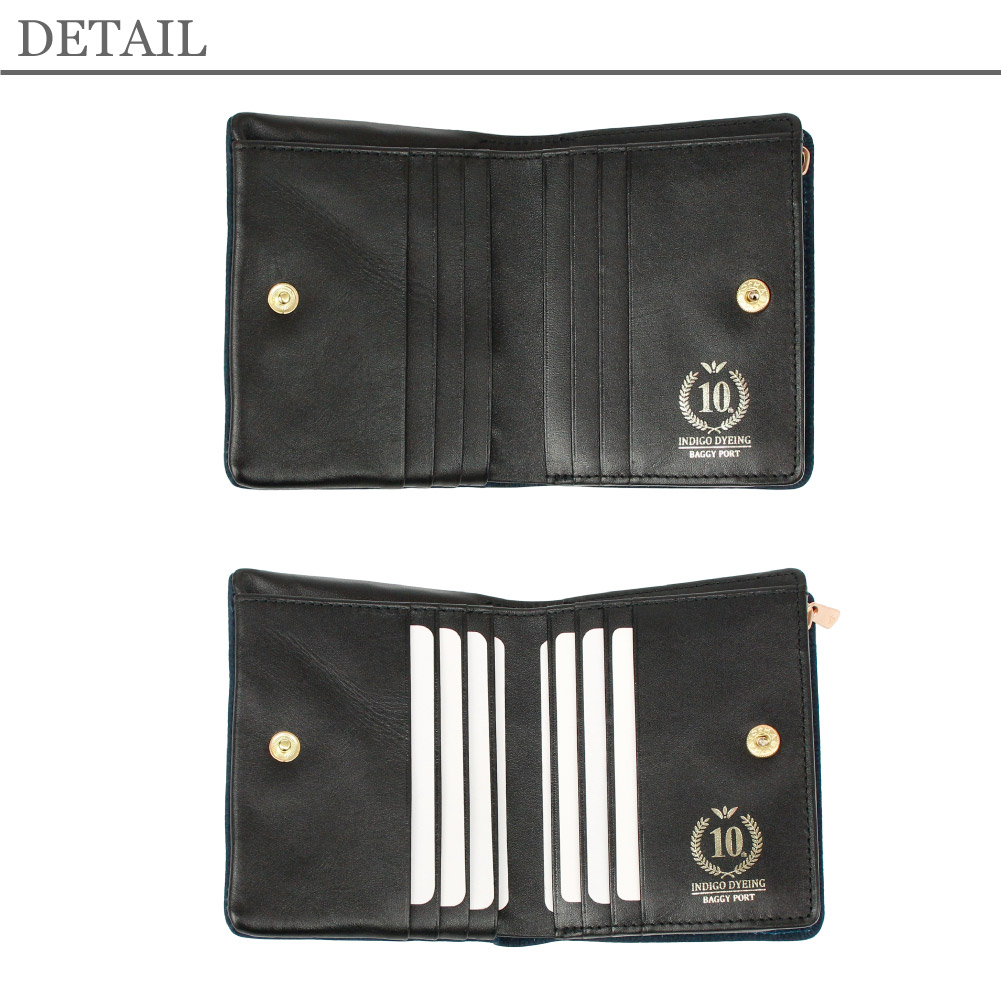 【ノベルティ プレゼント】BAGGY PORT バキーポート 折り財布 メンズ ヌバックレザー 藍染めヌバックレザー ブランド ZYS492