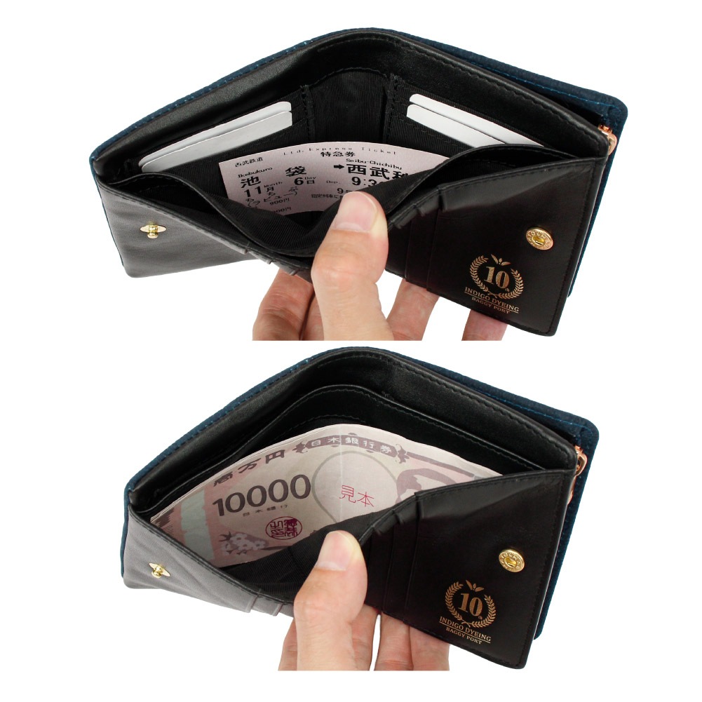 【ノベルティ プレゼント】BAGGY PORT バキーポート 折り財布 メンズ ヌバックレザー 藍染めヌバックレザー ブランド ZYS492
