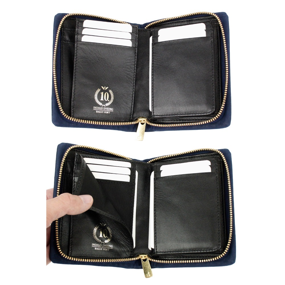 BAGGY PORT 本革藍染め メンズ 二つ折財布 バギーポート 二つ折り財布 本革 藍染スムース メンズ ZYS098