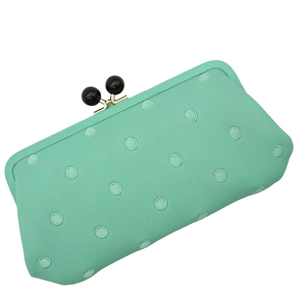 perche ペルケ 財布 がま口長財布 レディース 革 ブランド 使いやすい 緑 がま口財布 長財布 中仕切りあり 小銭入れ カードも入る 山羊革 大容量 08-06-03161 08-06-03561