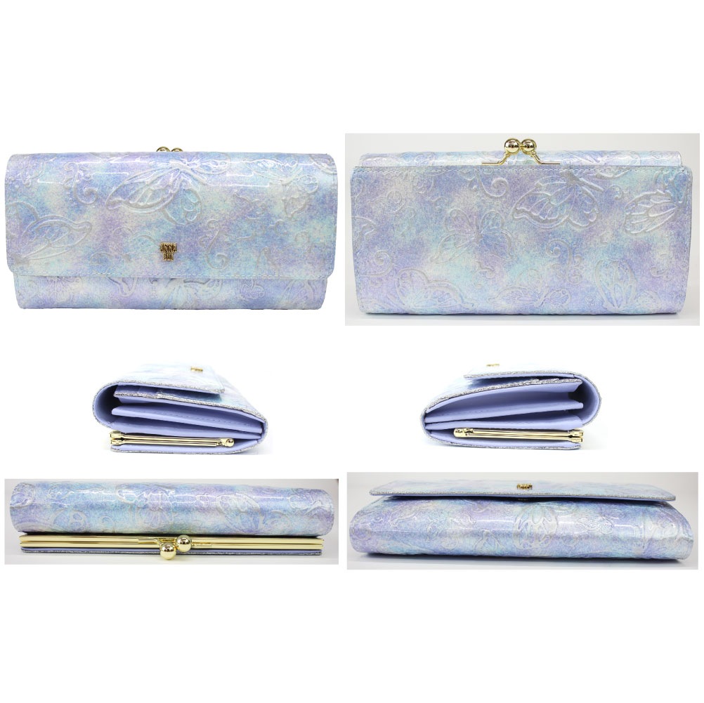 ANNASUI アナスイ 財布 長財布 かぶせ長財布 レディース がま口 316890 ブルー イエロー