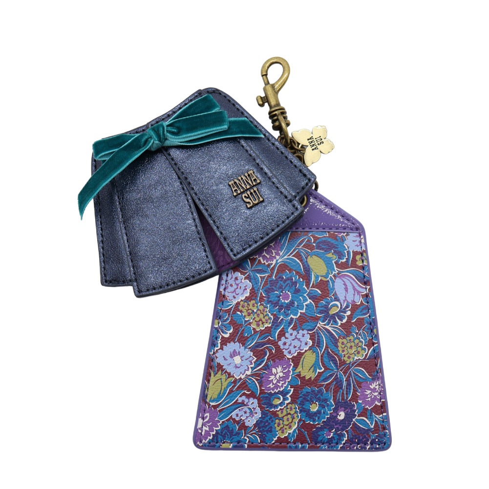 ANNA SUI アナスイ パスケース レディース バッグチャーム 2025年 秋冬 新作 チャーム付き カードケース 個性的 可愛い ブランド ネイビー 通勤 通学 ロッキンチャーム ギフト 318161
