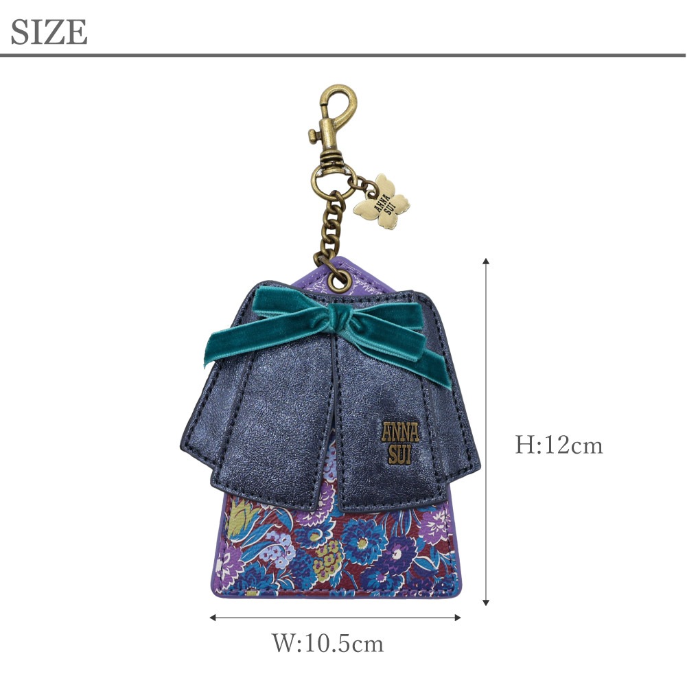 ANNA SUI アナスイ パスケース レディース バッグチャーム 2025年 秋冬 新作 チャーム付き カードケース 個性的 可愛い ブランド ネイビー 通勤 通学 ロッキンチャーム ギフト 318161