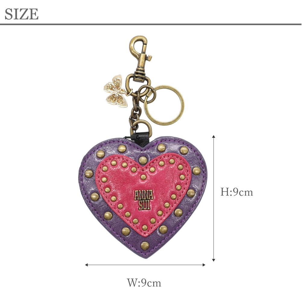 ANNA SUI アナスイ バッグチャーム レディース 2025年 秋冬 新作 ハート形 個性的 可愛い ブランド パープル ブラック 通勤 通学 ロッキンチャーム ギフト 318162