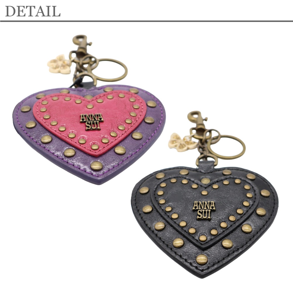 ANNA SUI アナスイ バッグチャーム レディース 2025年 秋冬 新作 ハート形 個性的 可愛い ブランド パープル ブラック 通勤 通学 ロッキンチャーム ギフト 318162