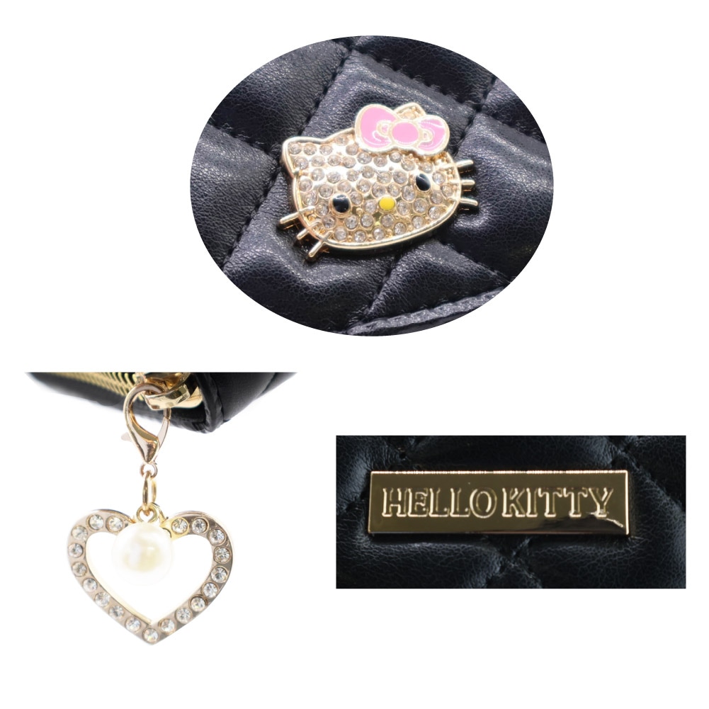 Hello Kitty ハローキティ 長財布 財布 ラウンドファスナー長財布 大容量 サンリオ ハローキティ キャラクター レディース ハート＆パールチャーム付き KT-W5271