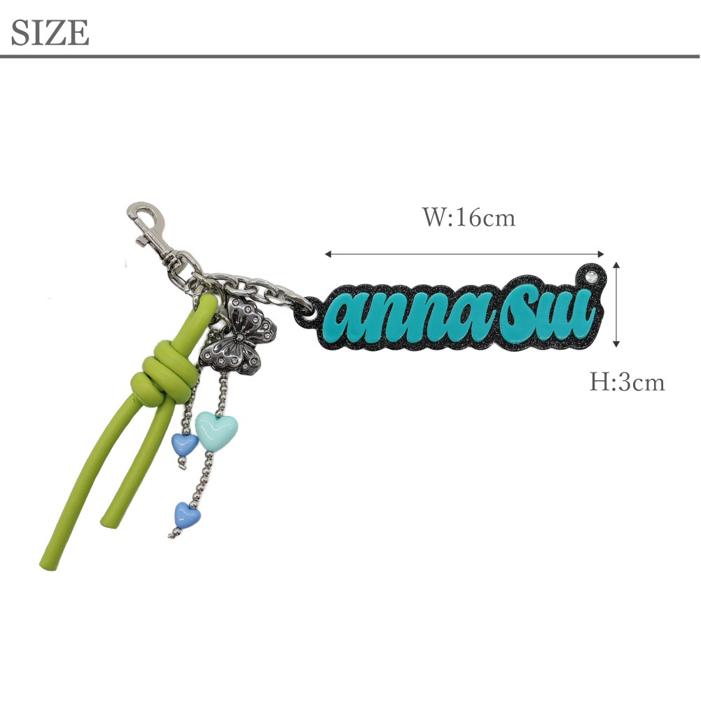 ANNA SUI アナスイ バッグチャーム レディース プレートチャーム ノットチャーム ロッキンチャーム グリーン パープル ブランド 2025年 秋冬 新作 ロック ポップ 可愛い ギフト 318163