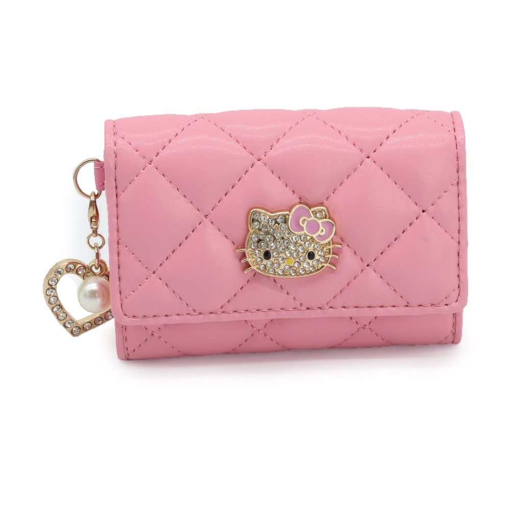 Hello Kitty ハローキティ 名刺入れ カードケース 合皮 キャラクター カード入れ サンリオ ハート＆パールチャーム付き KT-W5273