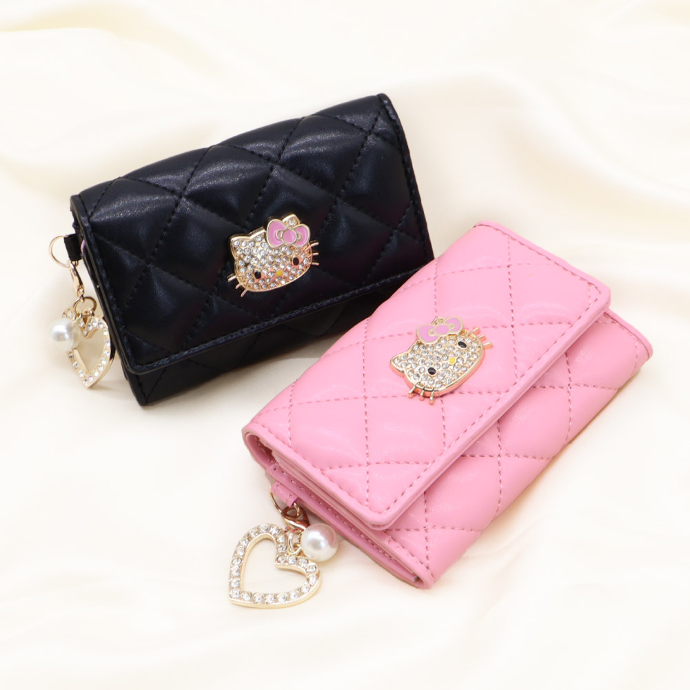 Hello Kitty ハローキティ 名刺入れ カードケース 合皮 キャラクター カード入れ サンリオ ハート＆パールチャーム付き KT-W5273