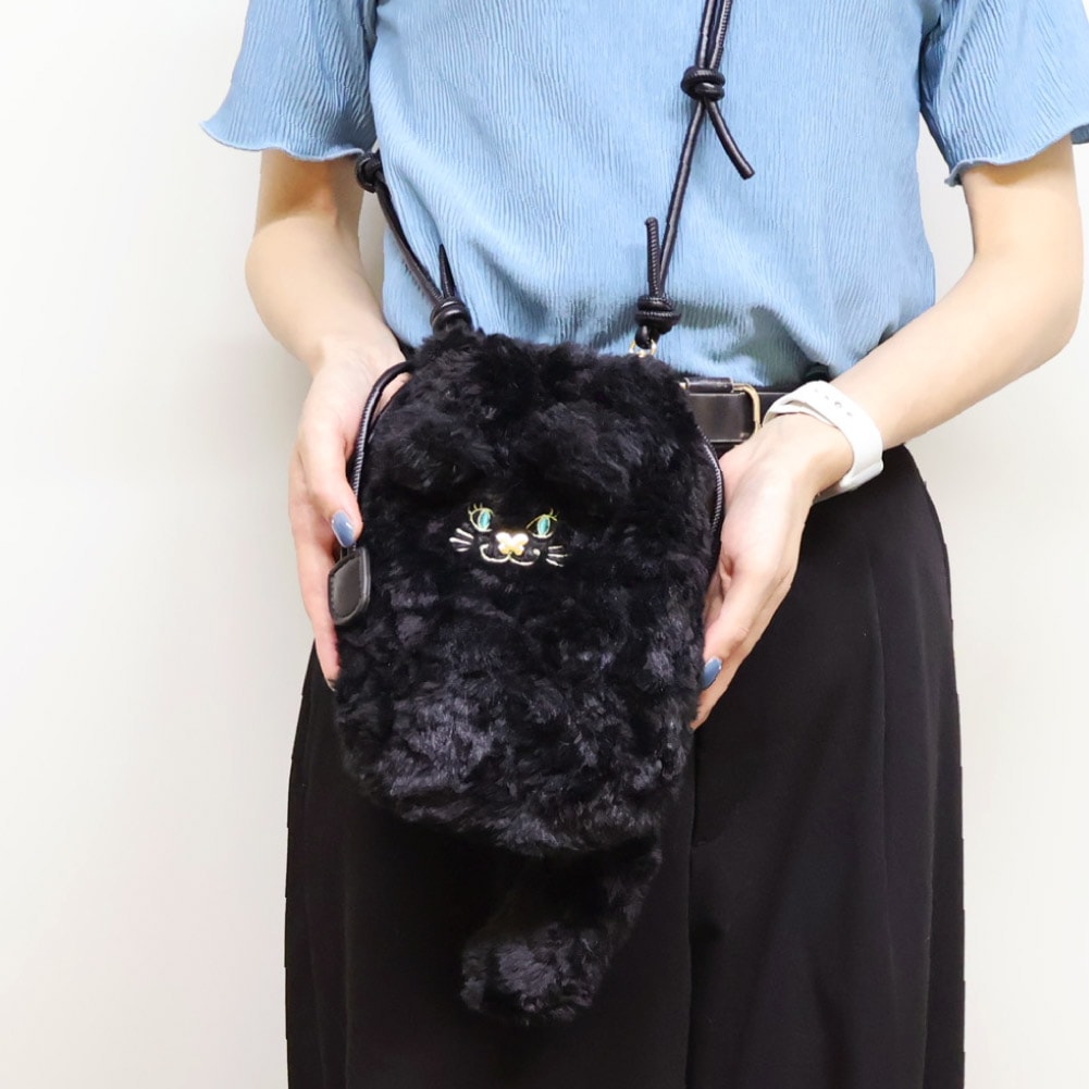 ANNA SUI アナスイ ショルダーバッグ ミニショルダー レディース 巾着 猫 フェイクファー ブラック キャメル 黒 ブランド 2025年 秋冬 新作 TITI ティティ TITI&フレンズ 318130