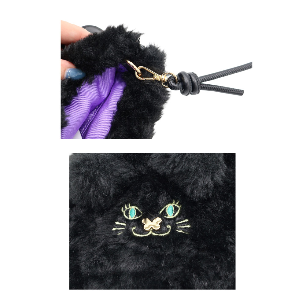 ANNA SUI アナスイ ショルダーバッグ ミニショルダー レディース 巾着 猫 フェイクファー ブラック キャメル 黒 ブランド 2025年 秋冬 新作 TITI ティティ TITI&フレンズ 318130