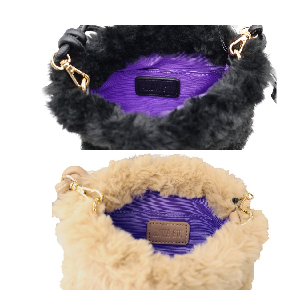 ANNA SUI アナスイ ショルダーバッグ ミニショルダー レディース 巾着 猫 フェイクファー ブラック キャメル 黒 ブランド 2025年 秋冬 新作 TITI ティティ TITI&フレンズ 318130