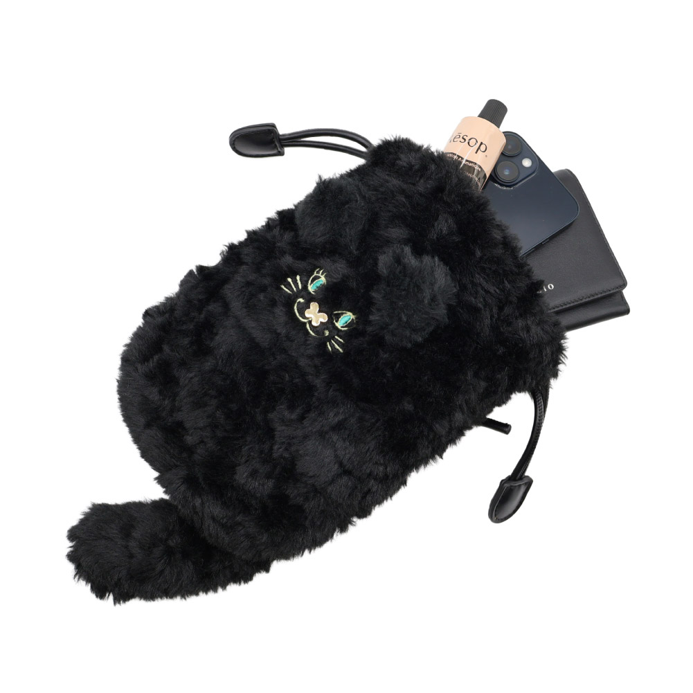 ANNA SUI アナスイ ショルダーバッグ ミニショルダー レディース 巾着 猫 フェイクファー ブラック キャメル 黒 ブランド 2025年 秋冬 新作 TITI ティティ TITI&フレンズ 318130