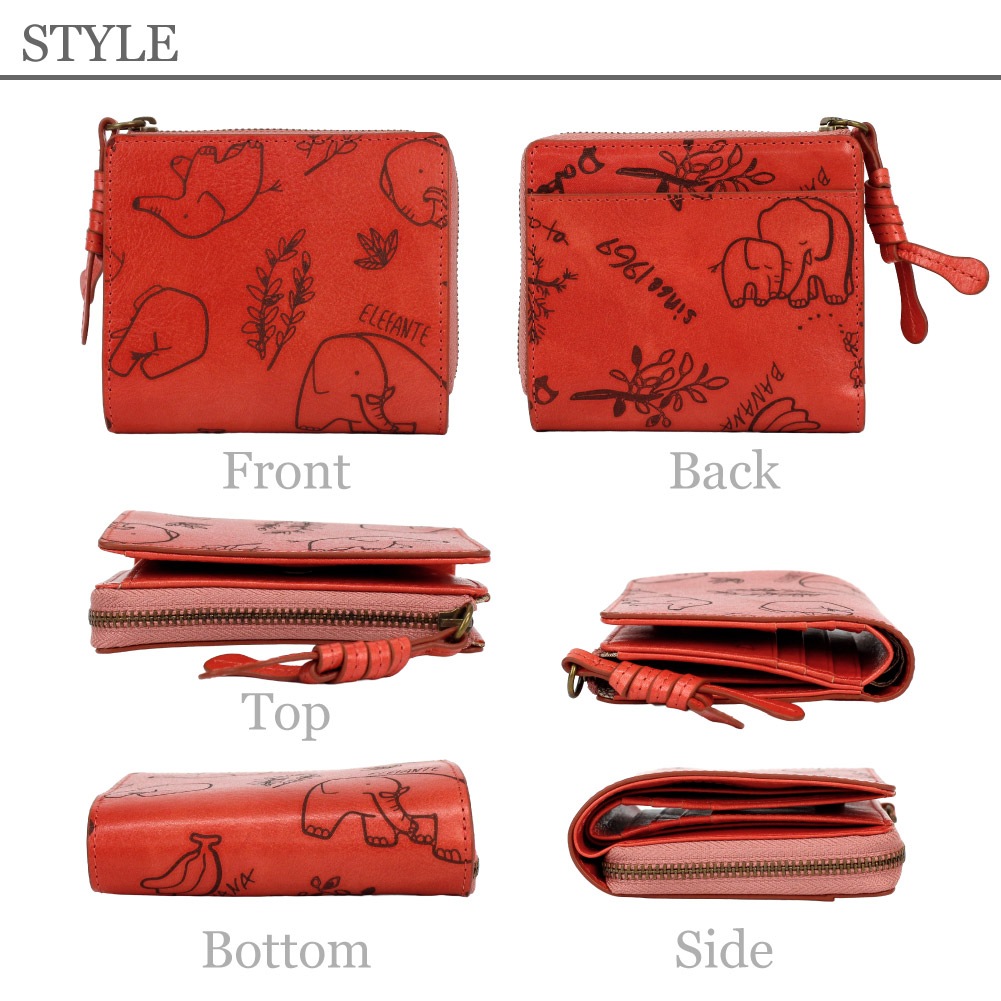 Dakota ダコタ 財布 レディース 二つ折り財布 レザー 本革 二つ折り ブランド エレファンテ コーラルピンク マスタード グリーン 赤 黄色 緑 像 可愛い 大人 上品 0031781