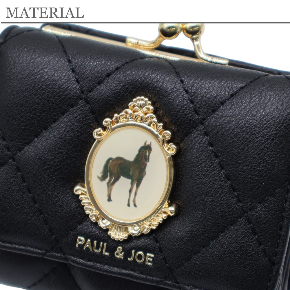 PAUL&JOE ACCESSOIRES ミニ財布 レディース がま口 財布 ポールアンドジョー アクセソワ ブランド 馬 ブローチ キルティング HORSE BROOCH PJAW1452 テンポイント