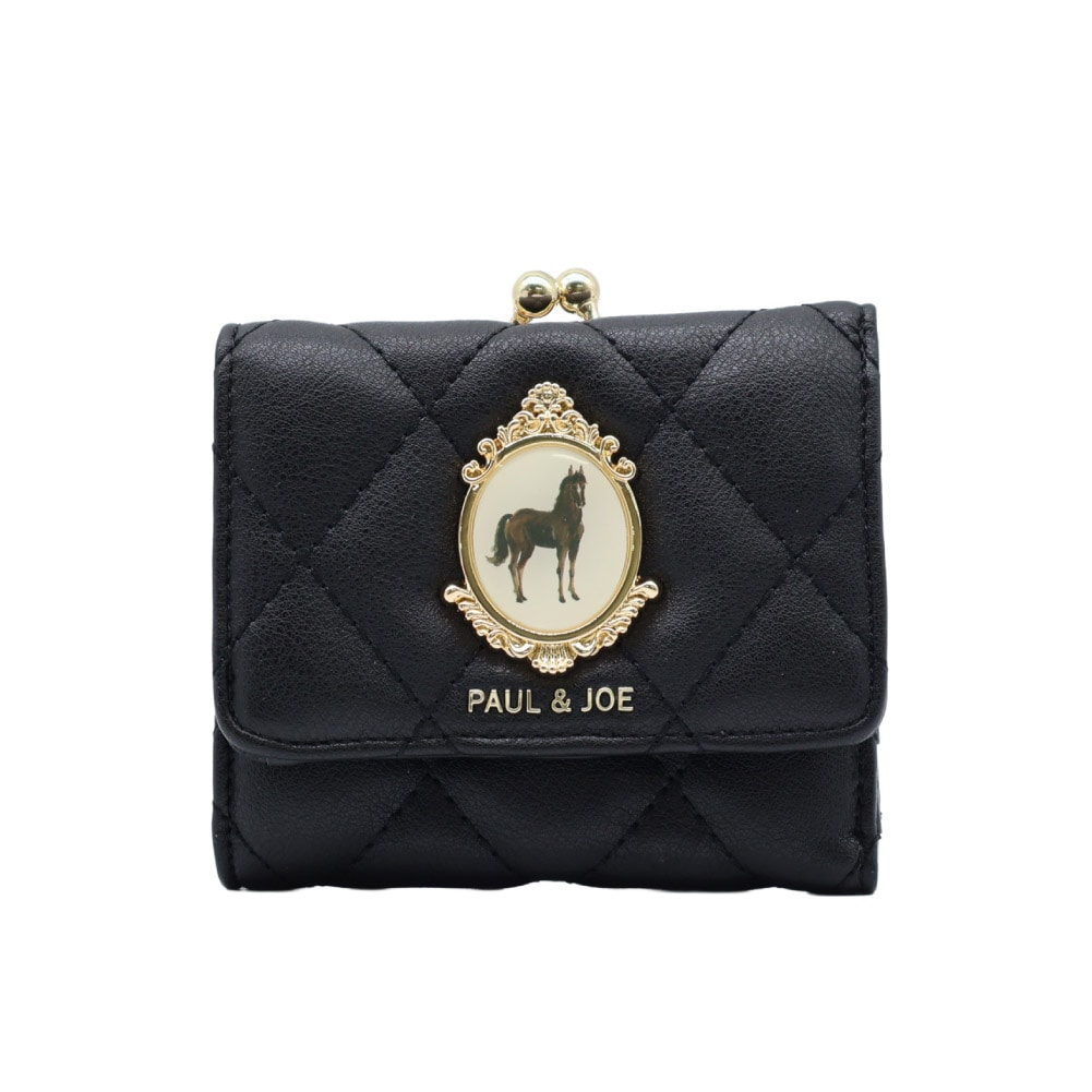 PAUL&JOE ACCESSOIRES ミニ財布 レディース がま口 財布 ポールアンドジョー アクセソワ ブランド 馬 ブローチ キルティング HORSE BROOCH PJAW1452 テンポイント