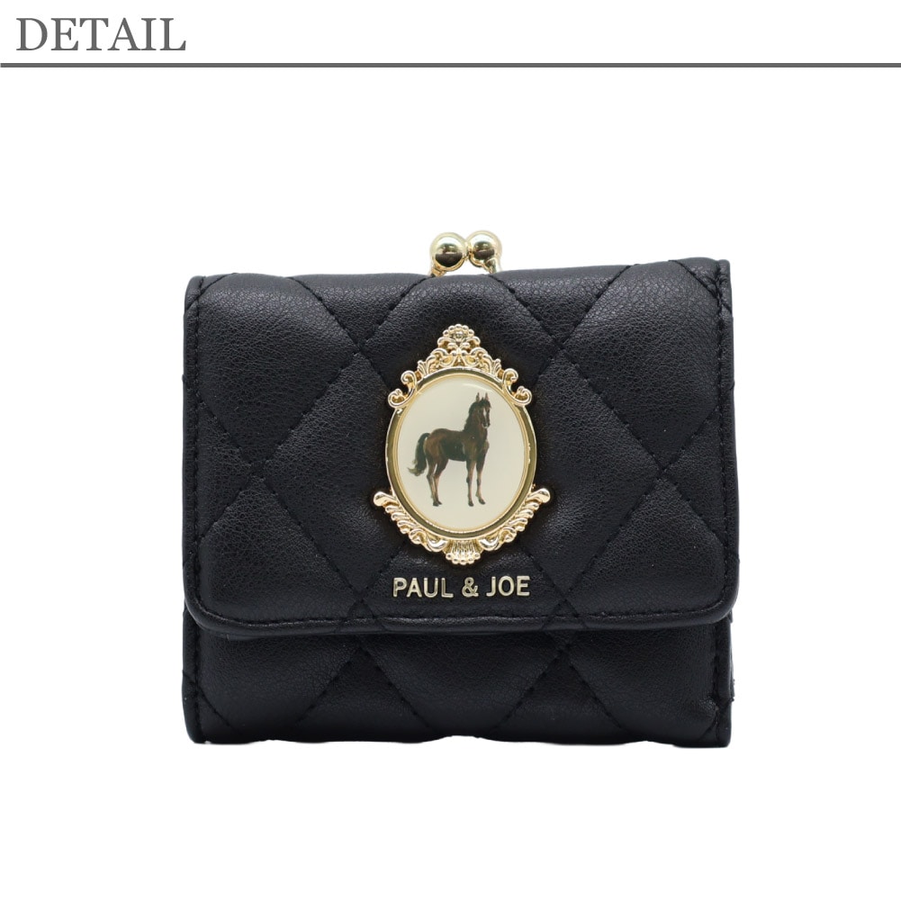 PAUL&JOE ACCESSOIRES ミニ財布 レディース がま口 財布 ポールアンドジョー アクセソワ ブランド 馬 ブローチ キルティング HORSE BROOCH PJAW1452 テンポイント