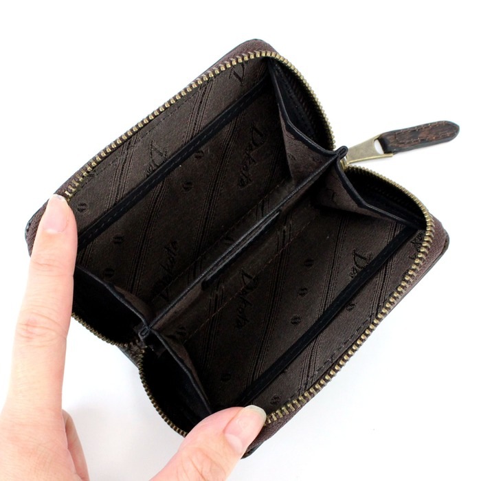 Dakota ダコタ メンズ 小銭入れ コインケース グレイン 二室 仕切り 有 カード入れ black label ダコタブラックレーベル 0620074 木目 ブランド エンボス 