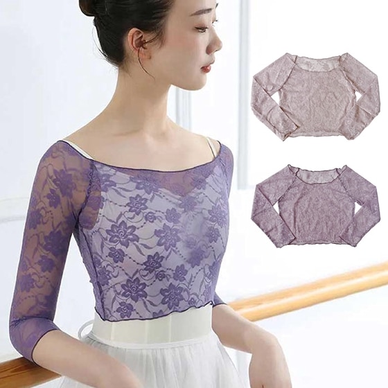 バレエトップス バレエ トップス 大人 長袖 Vネック ウエスト巻き フィット