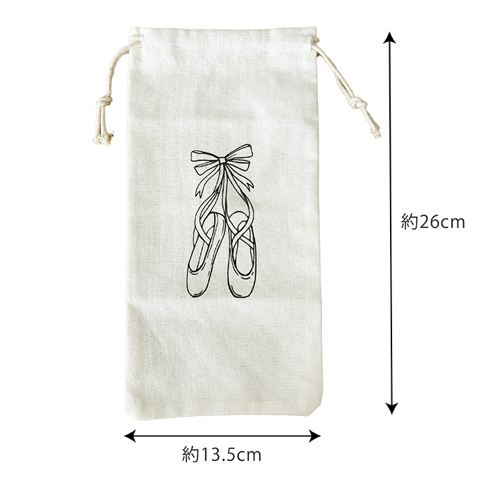 バレエシューズ バッグ 巾着袋 トゥシューズ柄 シューズケース｜【公式