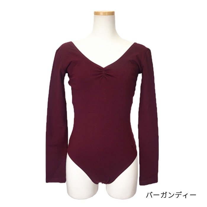 バレエブラウン Vネック レオタード S