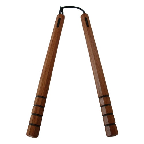 赤樫八角ヌンチャク（スベリ止） 36cm 紐タイプ | 古武道,ヌンチャク