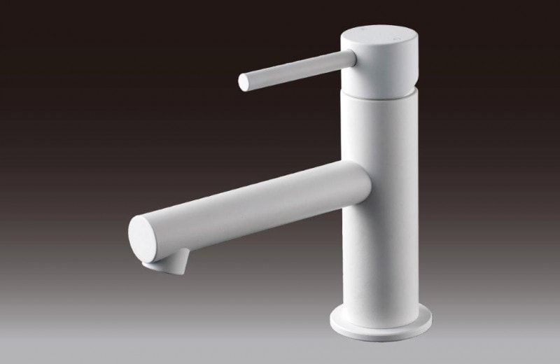 ミズタニバルブ工業　洗面用台付シングルレバー混合栓　MLZ553MMXE-WH　ホワイト塗装