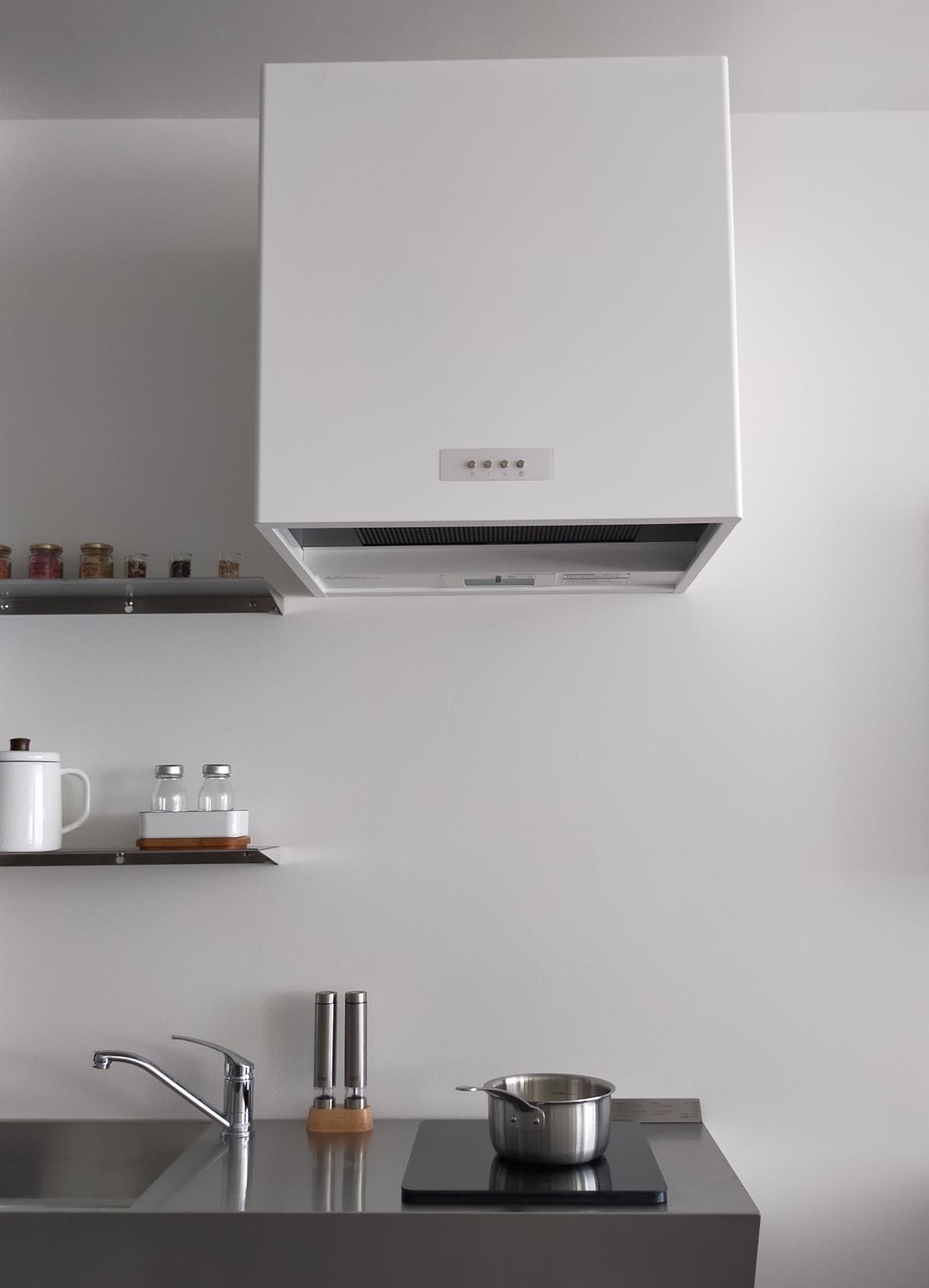 ペニンシュラボックス型レンジフードW900×D630 ホワイト WMS90160AW-PN　W900×H600/500×D630＋(W900用背面パネル　横幕板1枚付)（生産終了につき受注受付は12/18まで）