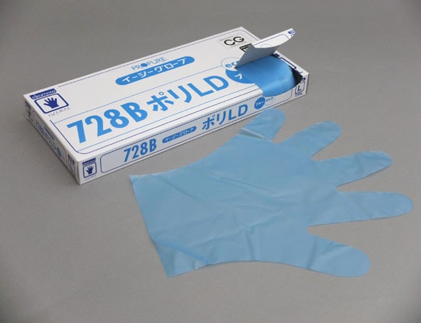 後継品あり】ポリ手袋 オカモトイージーグローブポリLD 728B ブルー L
