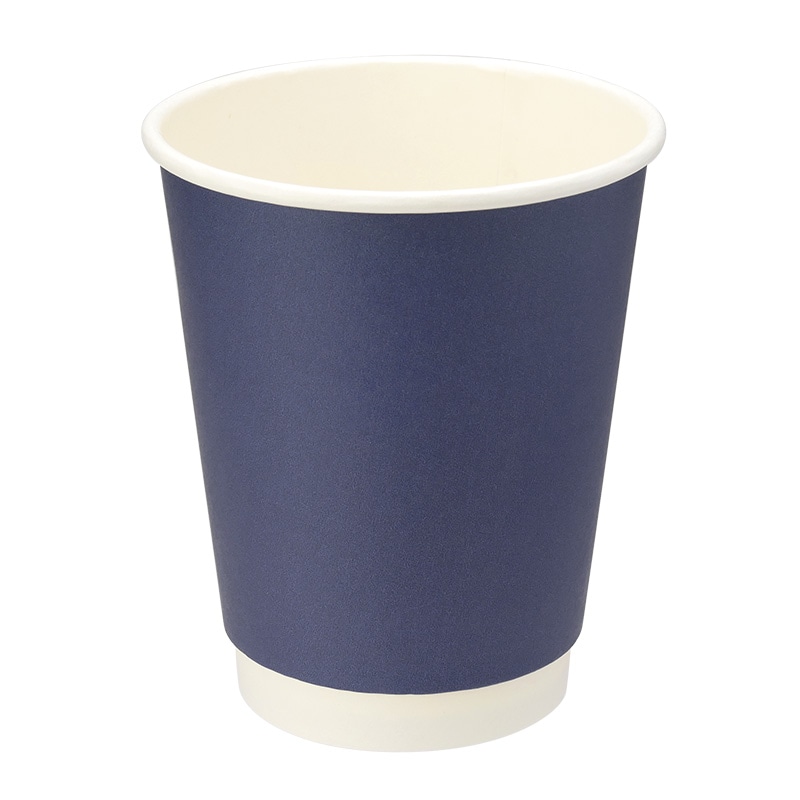 二重断熱紙コップ 12オンス ネイビーブルー 口径90mm 25個
