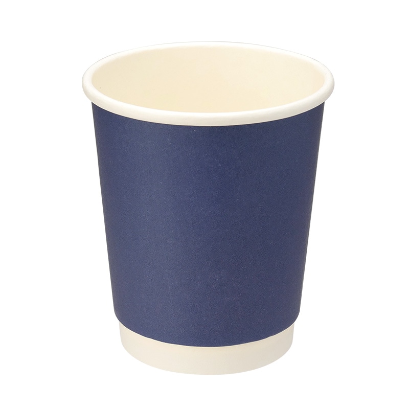 紙コップ 8オンス 二重断熱紙コップ ネイビーブルー 口径80mm 25個