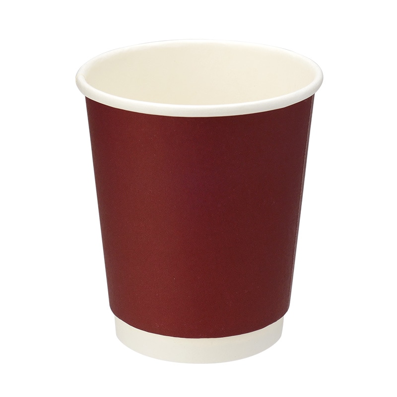 二重断熱紙コップ 8オンス ワインレッド 口径80mm 25個