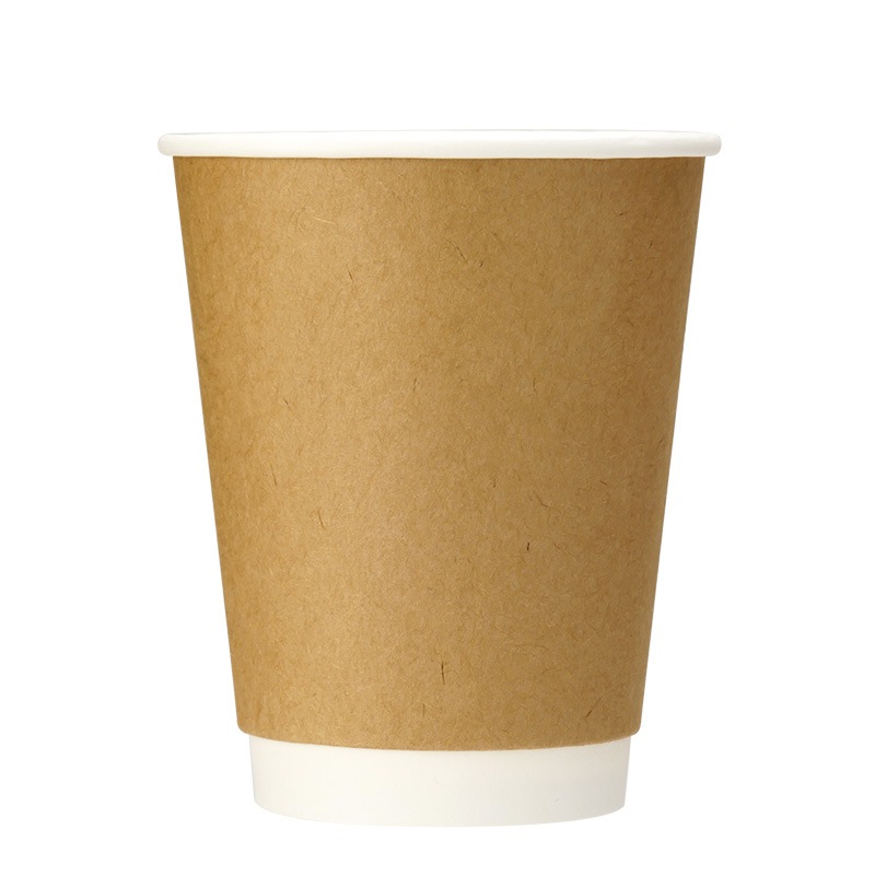 紙コップ蓋付 12オンス 二重断熱紙コップ クラフト 紙蓋ECOドリン