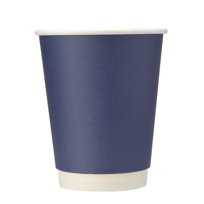 紙コップ 二重断熱紙コップ 12オンス ネイビーブルー 口径90mm 25個
