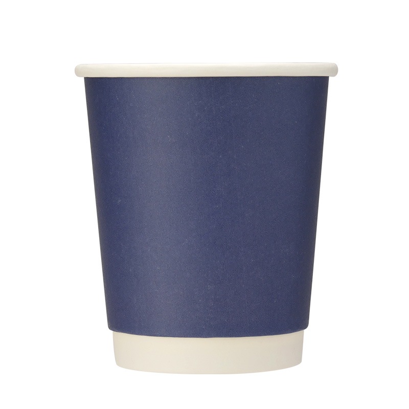 紙コップ 8オンス 二重断熱紙コップ ネイビーブルー 口径80mm 25個