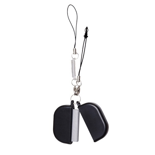 スマホクリーナー付ストラップ(黒)|スマートフォングッズ|ノベルティ