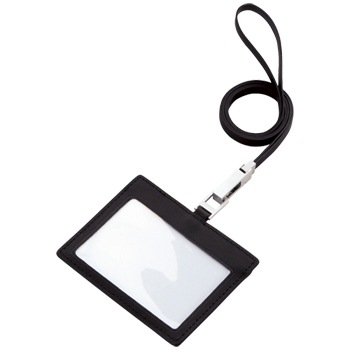 レザーｉｄカードホルダー ネックストラップ付 財布 カードケース ノベルティグッズ 販促品 名入れ のべる亭