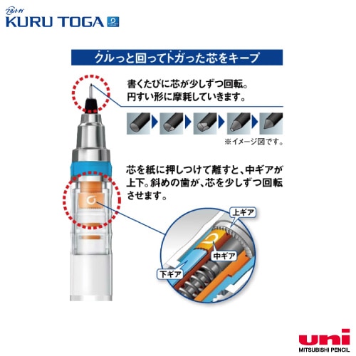 クルトガ ラバーグリップ付モデル 0.5mm|三菱鉛筆（UNI
