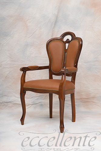 イタリア製 アームチェア ジリオ ウォールナット／革茶8｜GP-19L8