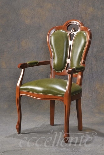 イタリア製 アームチェア ジリオ ウォールナット／革グリーン｜GP-19