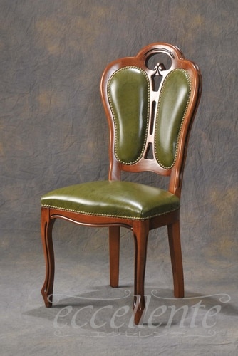 イタリア製 ダイニングチェア ジリオ ウォールナット／革グリーン｜GP-18