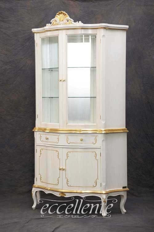 TV-BR6128WAU,TV-BR6120WA イタリア製 2ドアカップボード　St.ボルボネーゼ　アンティークホワイト＋ゴールドリーフ  2 door cupboard St. Borbonese/Antique white with gold leaf