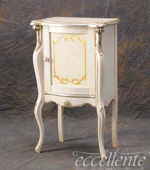 TV-ST5458LQ イタリア製 1ドアキャビネット　パッシオーニ　アンティークホワイト+シルバーリーフ  1 door cabinet Passioni /Antique white with silver leaf