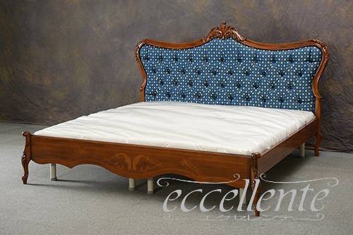TV-PS543820 イタリア製 キングベッド200　パッシオーニ　象嵌／ウォールナット(マットレスサイズW200cm)  King bed 200 Passioni with inlay/Walnut color (Mattress size W200)